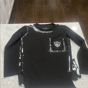 OLYSS Boutique Black and Silver Bling Long Sleeve Top-Small-New